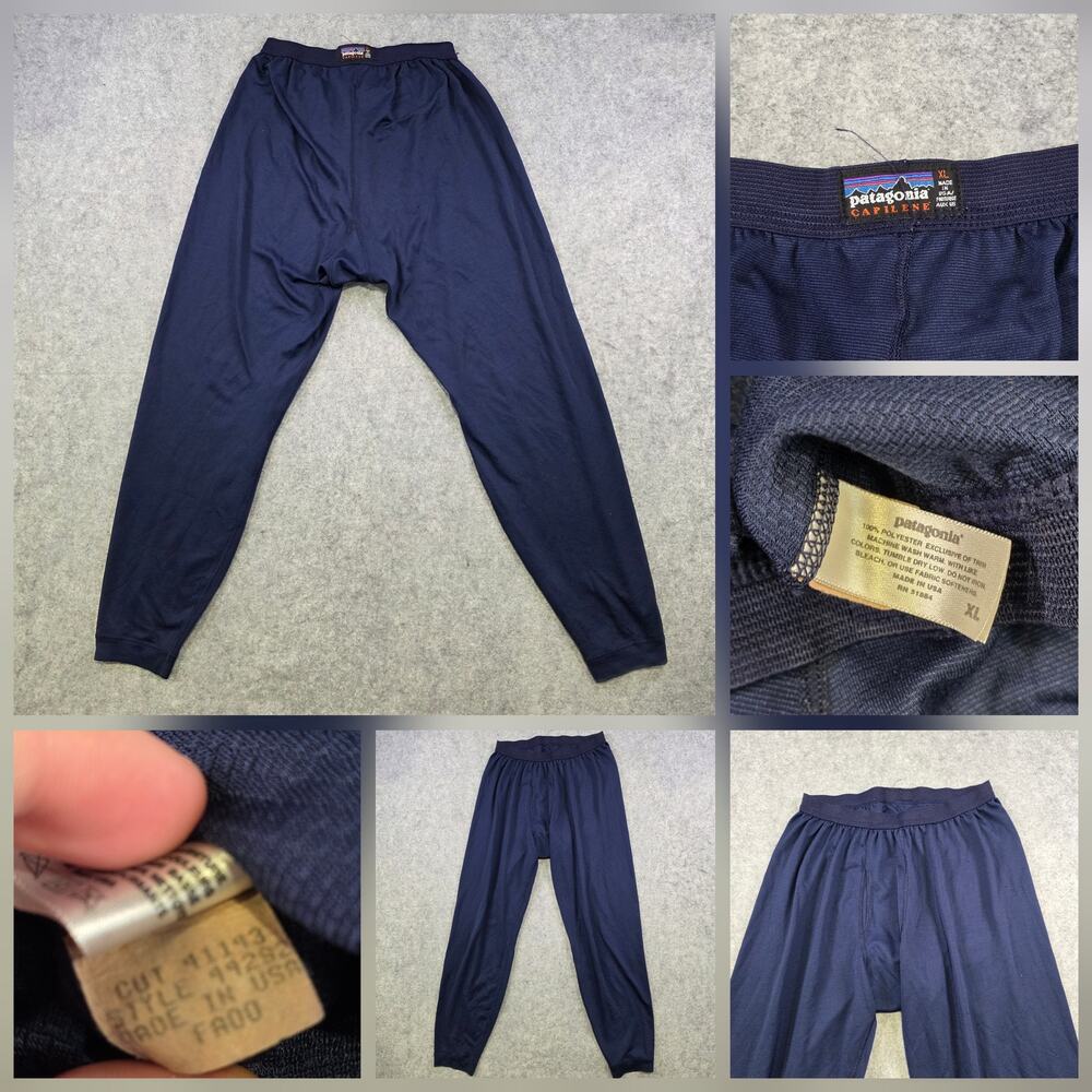 Vintage Patagonia Capilene Pants Mens XL Blue Thermal Base Layer Made USA